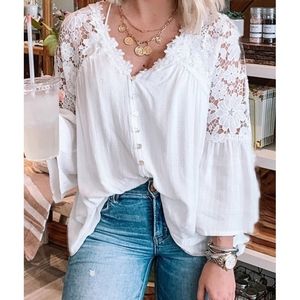 Steal their gaze in our Crochet Lace Button Top